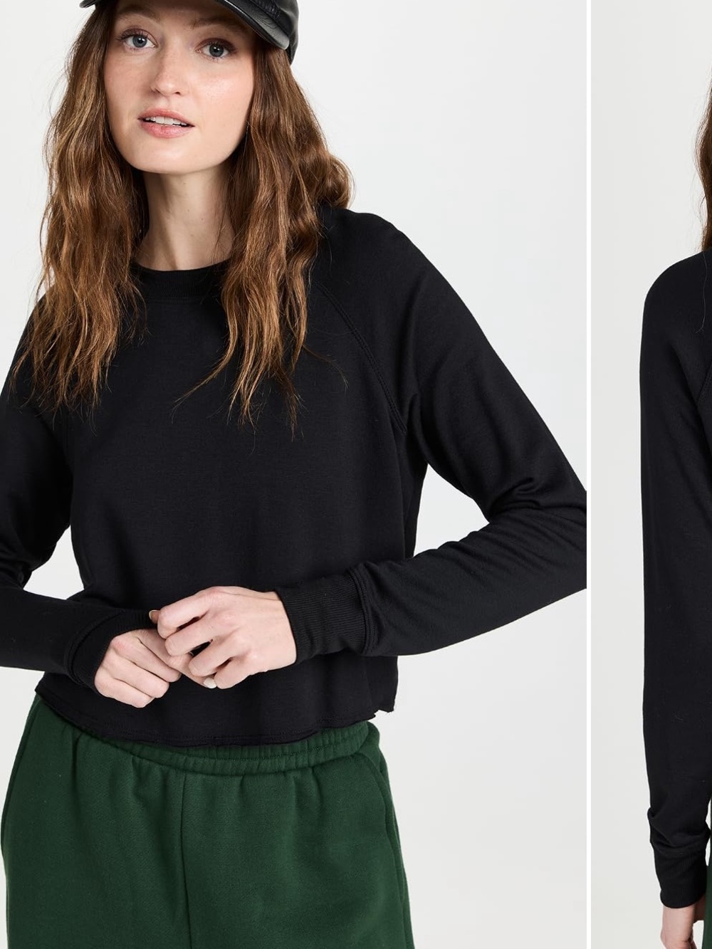 Splits59 Warm Up Cropped Fleece Sweatshirt in Black
